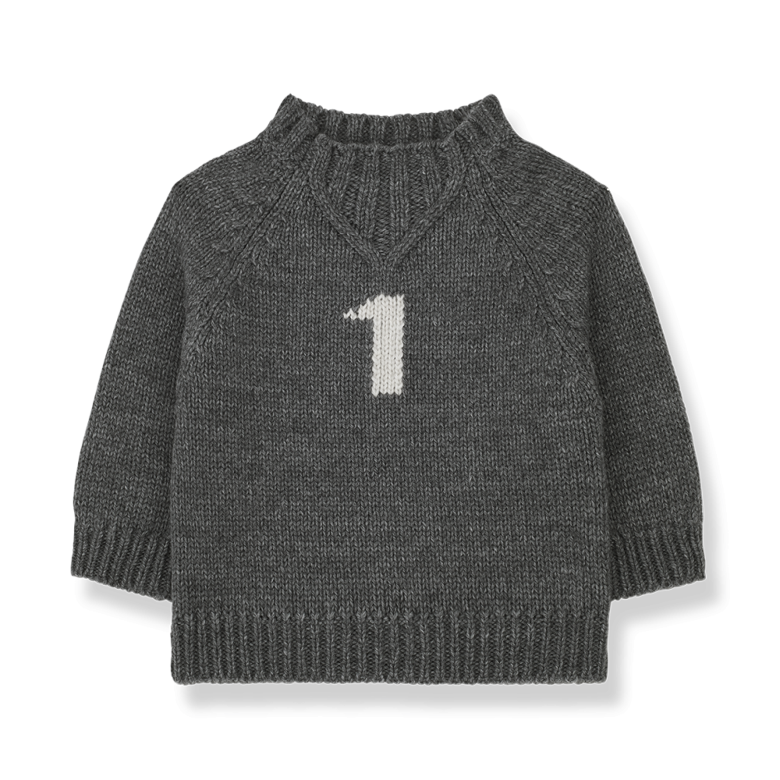 Maglione number one LEO grigio