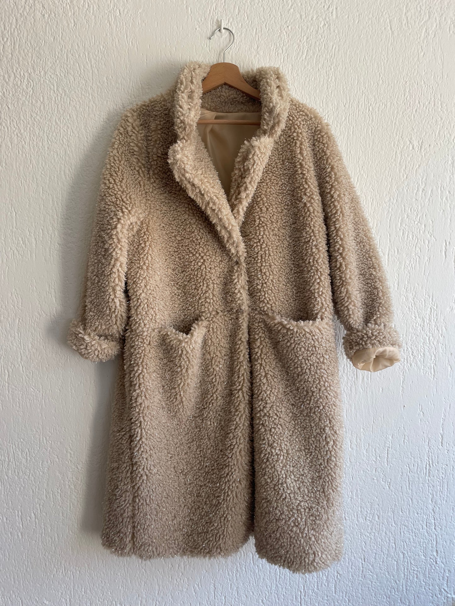 Cappotto Teddy lurex latte