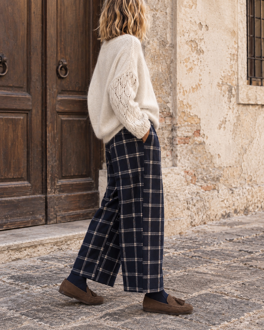 Pantalone Winter check navy