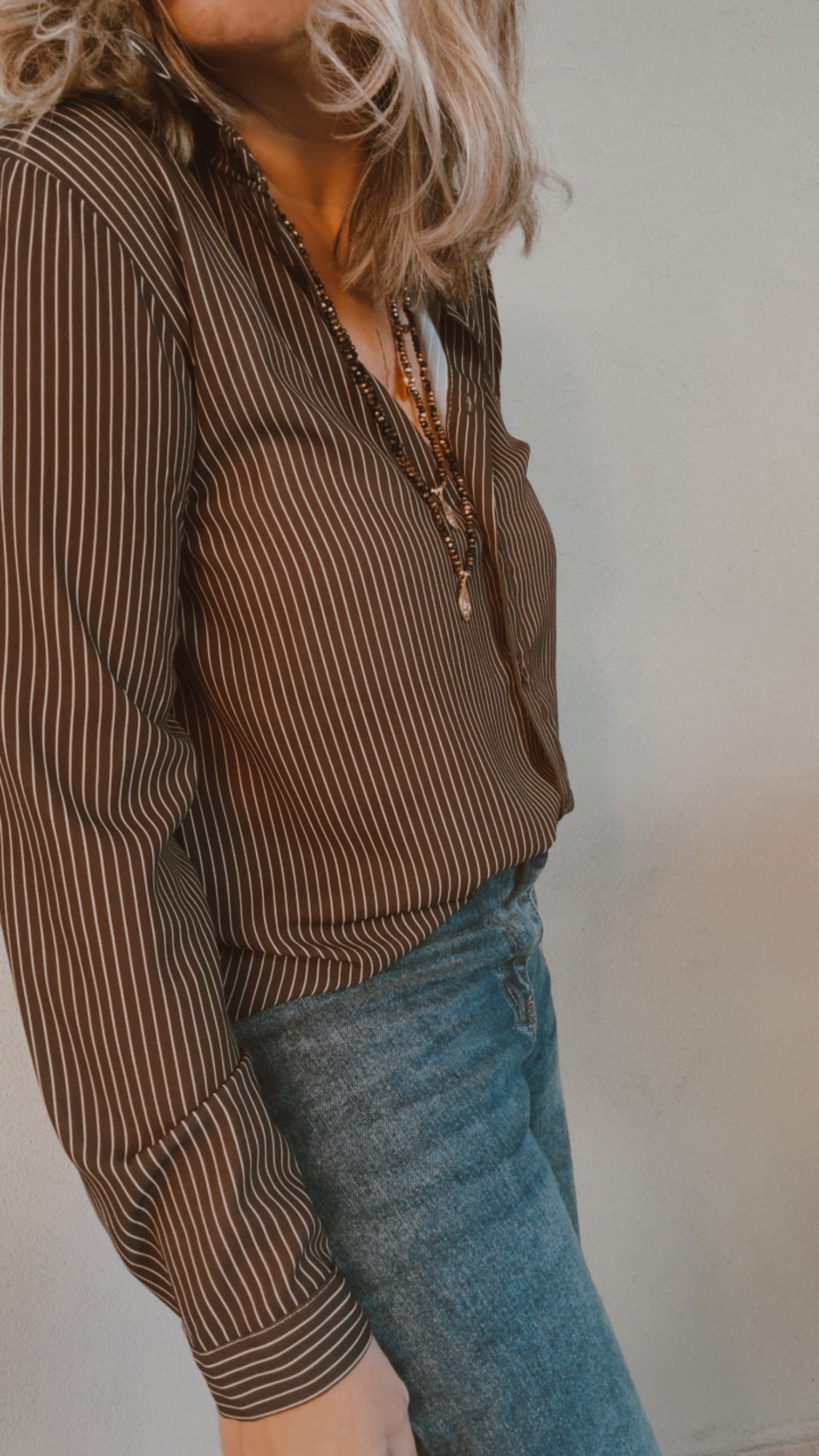 Camicia Eugenia Choco Strip White