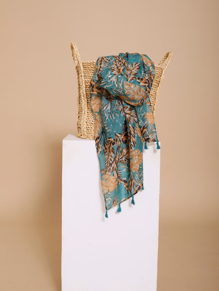 Foulard blu stampa oro