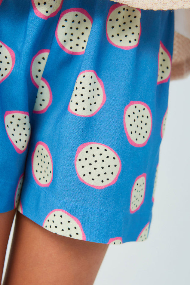 Pantaloni corti da bambina elasticizzati con fantasia a pois