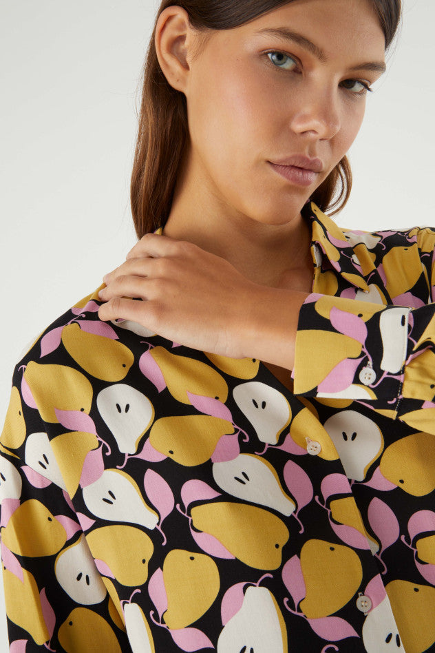 Camicia a maniche lunghe con stampa di pere