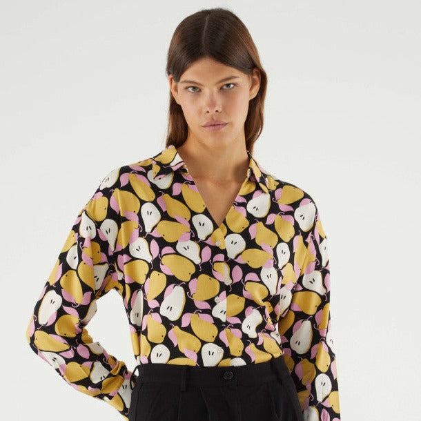 Camicia a maniche lunghe con stampa di pere