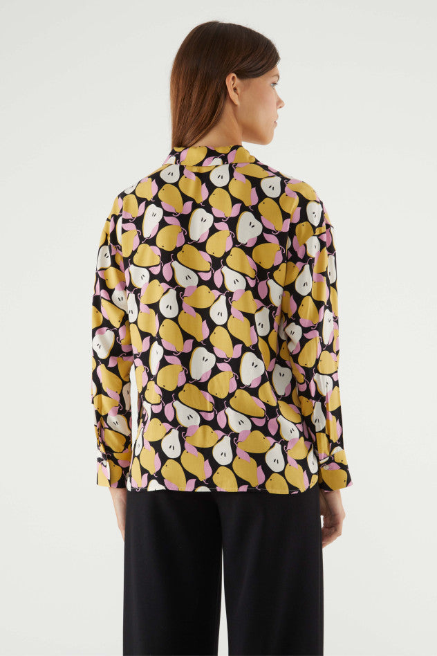 Camicia a maniche lunghe con stampa di pere