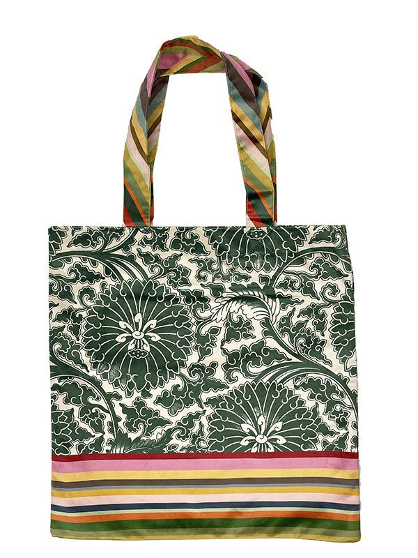 Borsa shopper fantasia damasco verde
