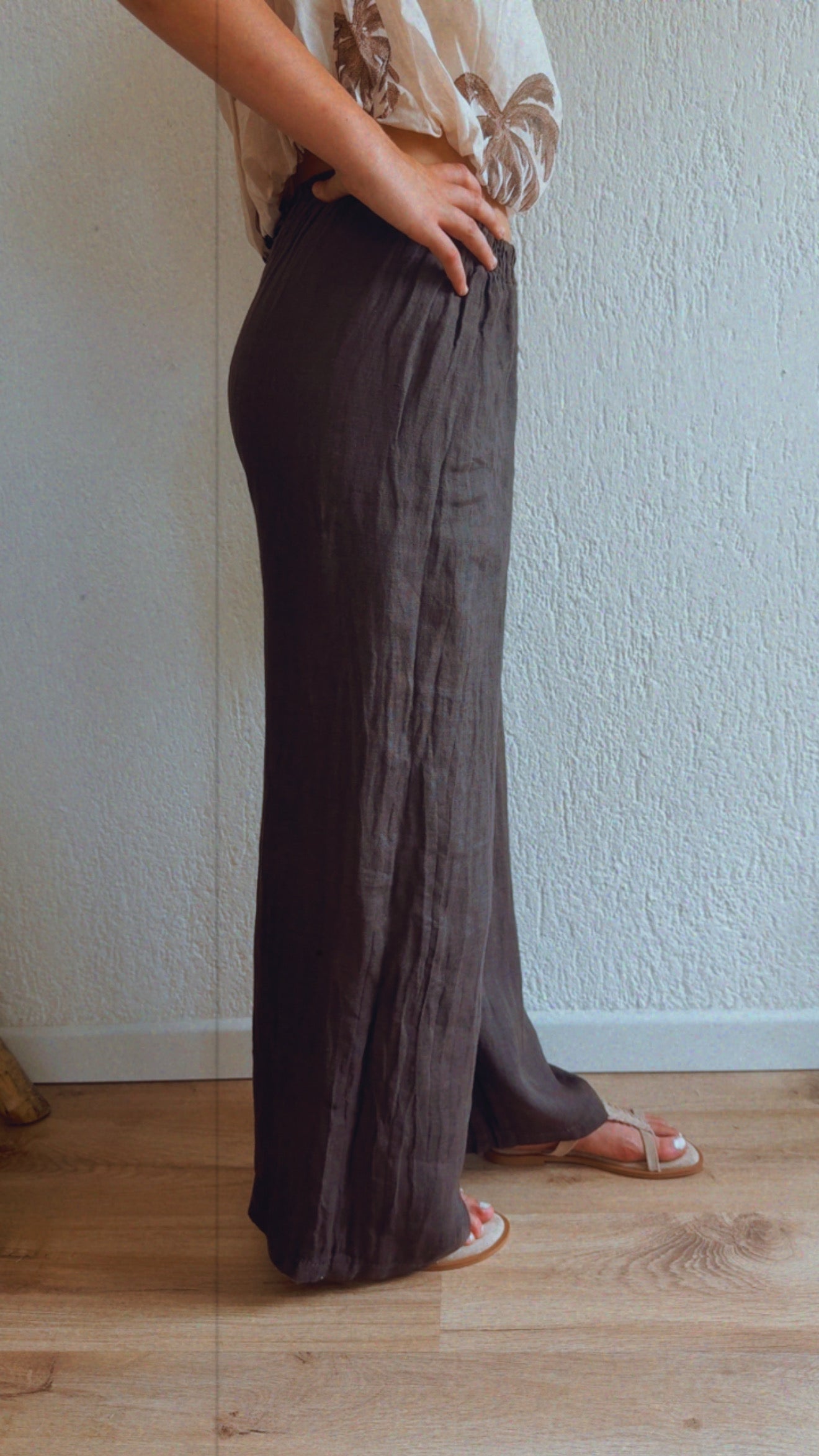 Pantalone lino Paloma choco