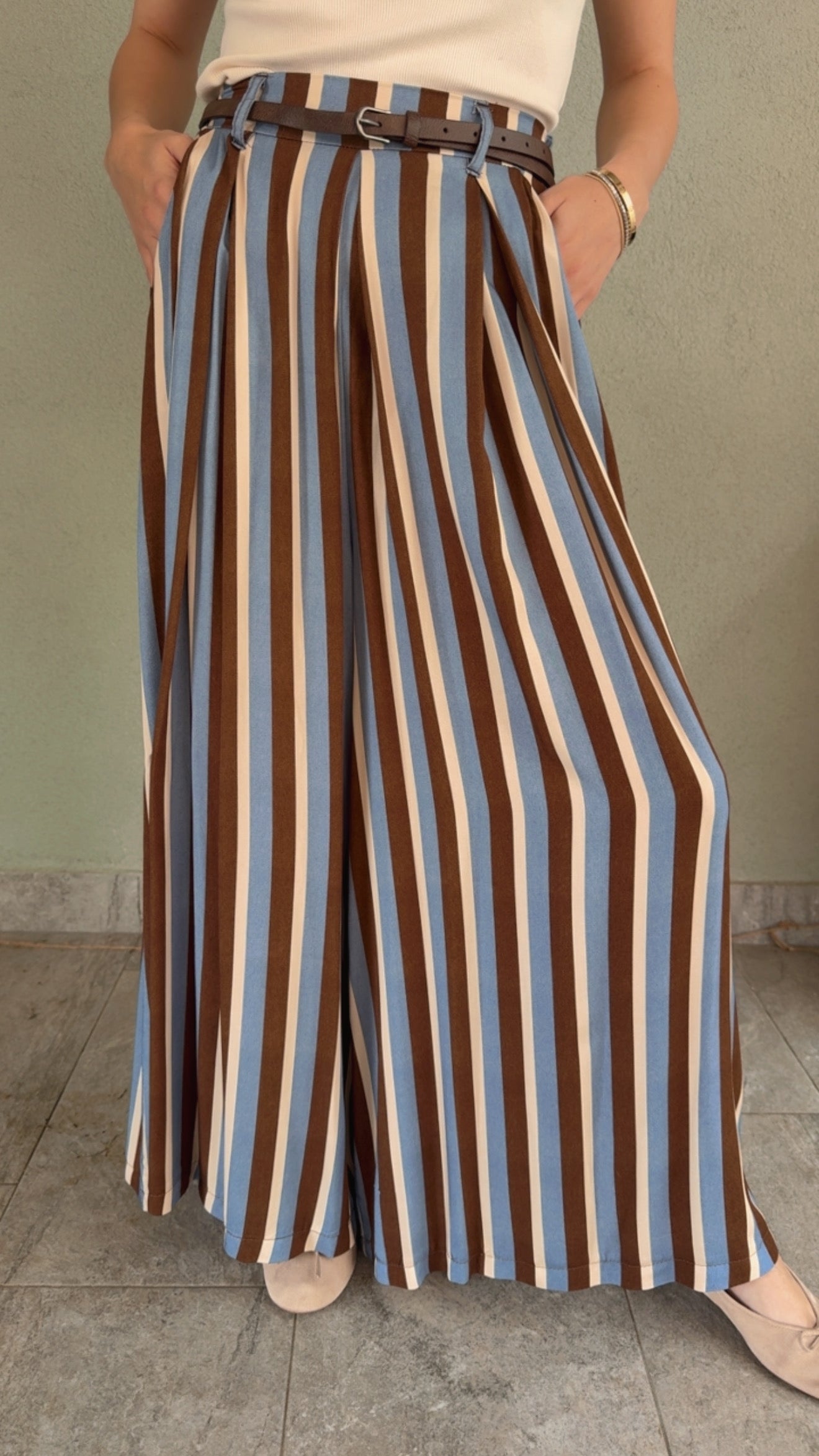Pantalone Rudy riga azzurra