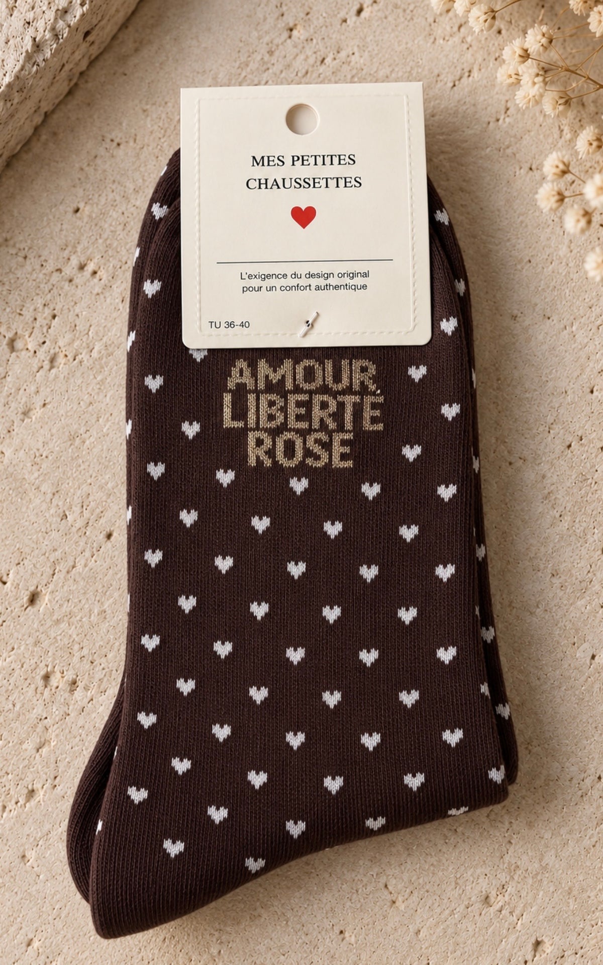 Calze Amour Liberté choco cuore white
