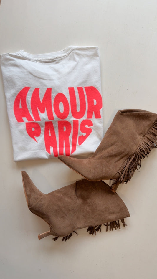T-shirt Amour Paris bianca