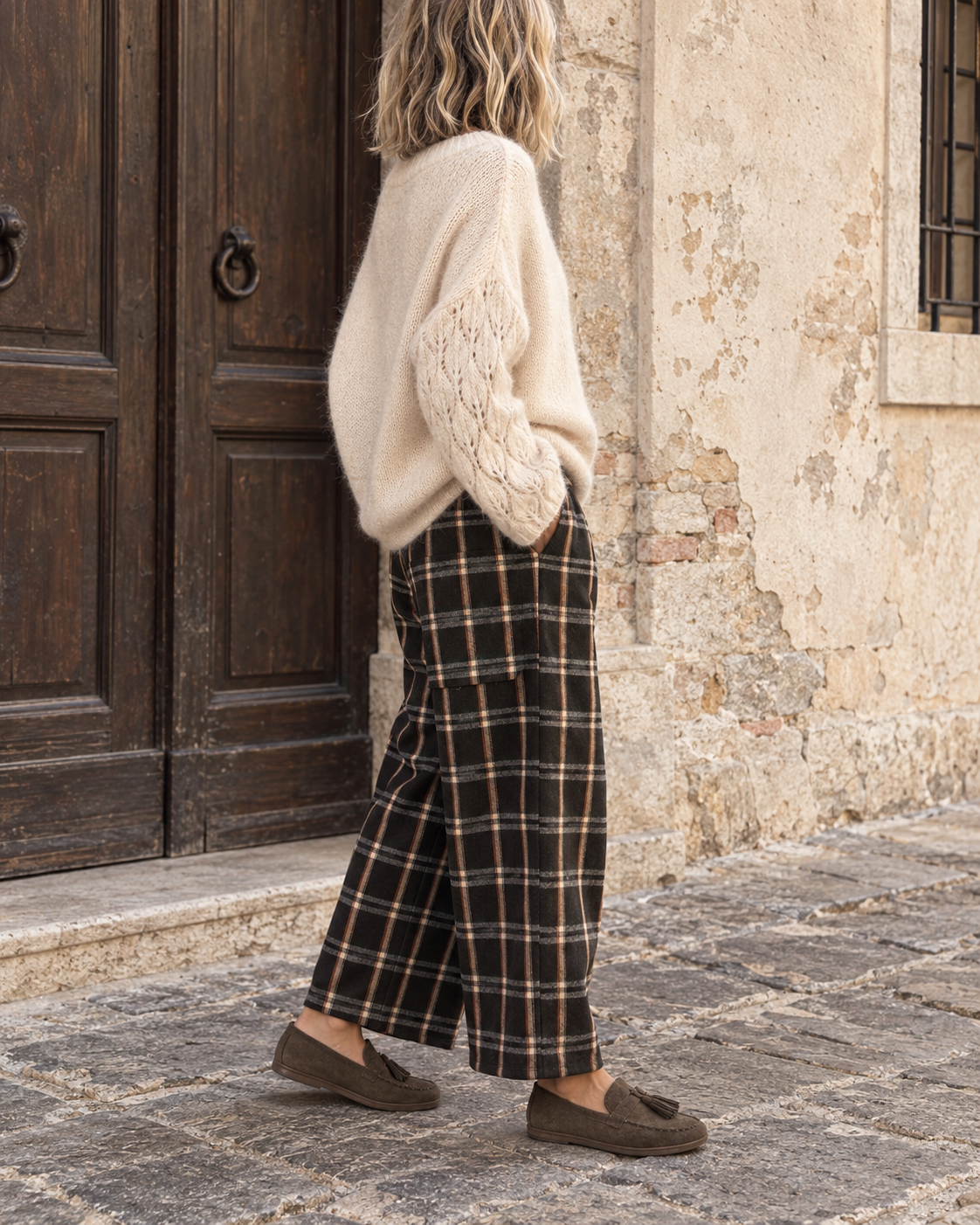 Pantalone Winter check choco
