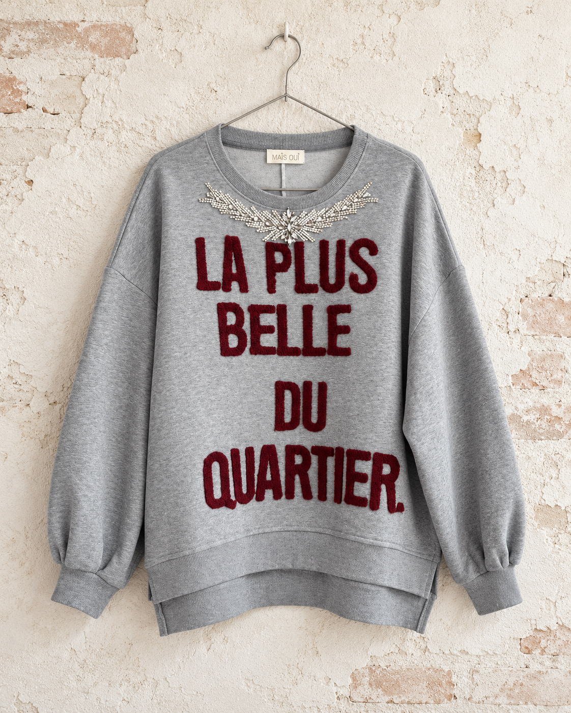 Felpa La Plus Belle du Quartier grigia