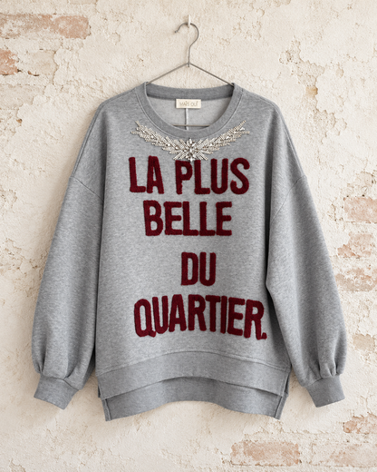 Felpa La Plus Belle du Quartier grigia