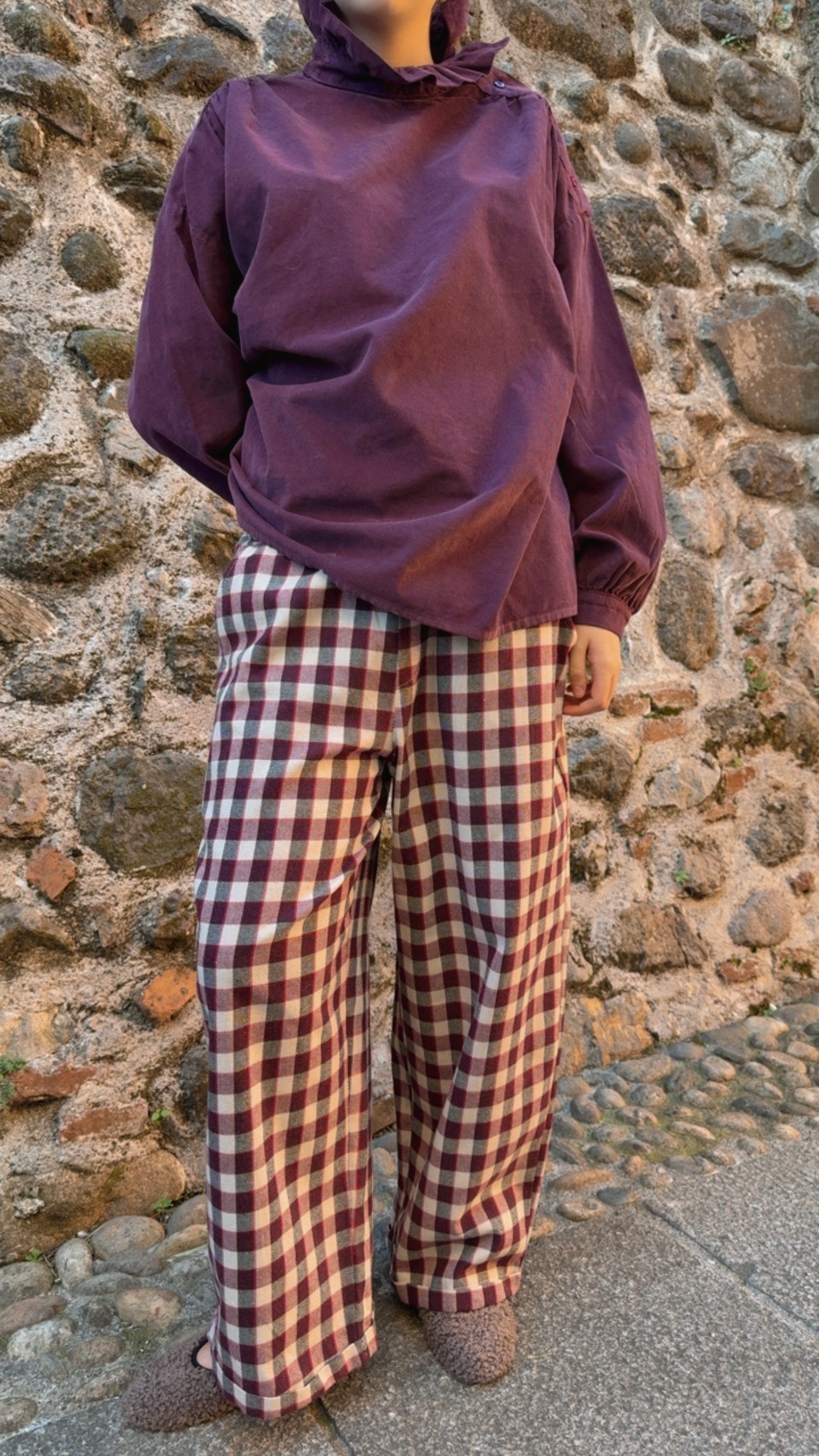 Pantalone Artù burgundy check