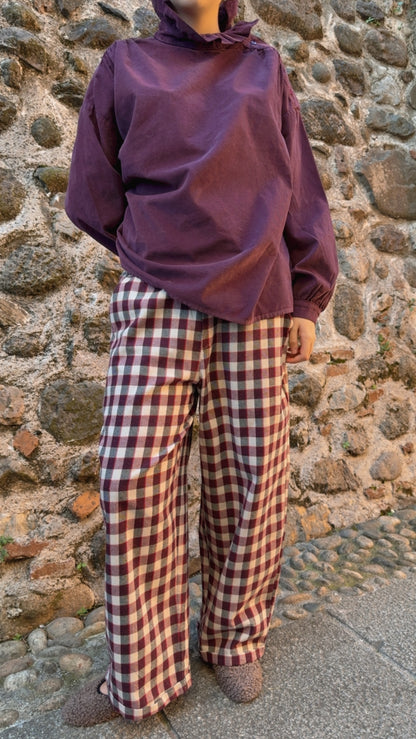 Pantalone Artù burgundy check