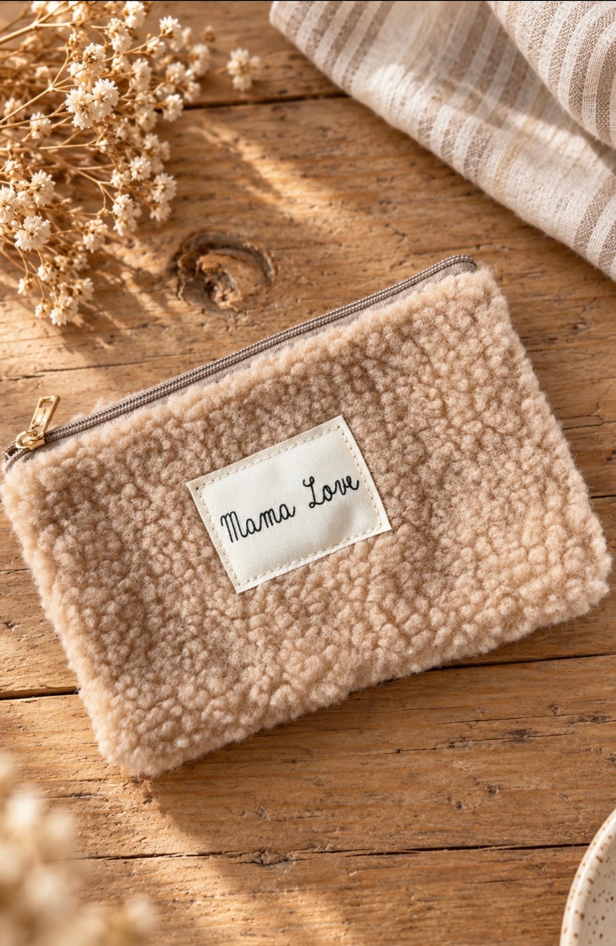 Pochette Teddy Mama Love capucine