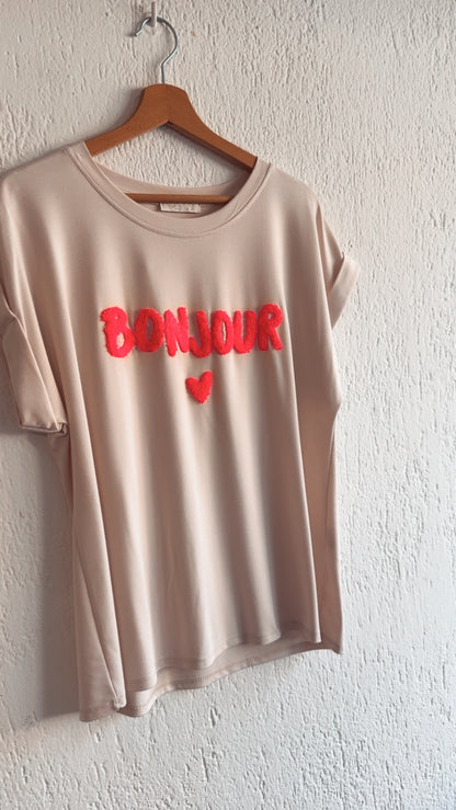 T-shirt Bonjour natural