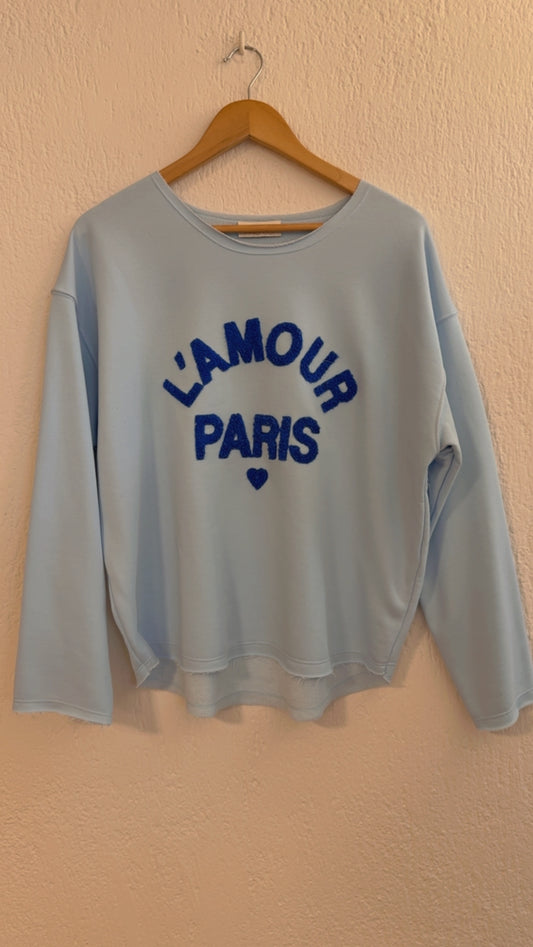 Felpa L'amour Paris azzurro