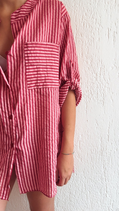 Camicia righe Mahé fragola