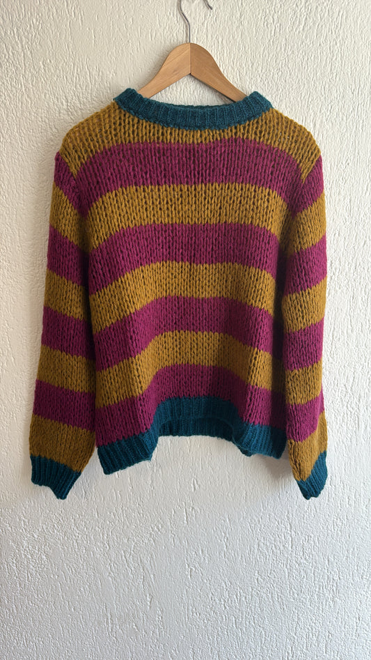 Maglia Natalina senape-ciclamino