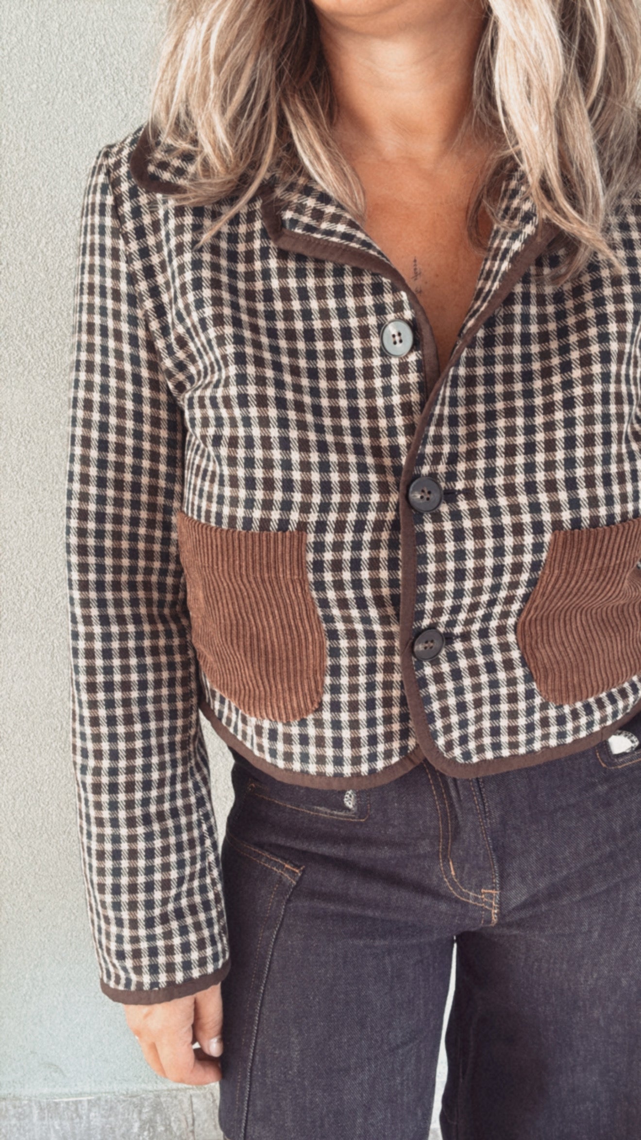 Giacca Roy check navy