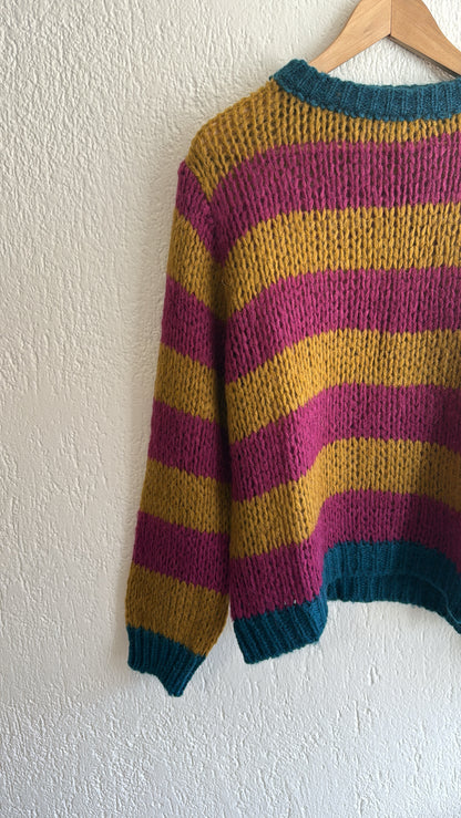 Maglia Natalina senape-ciclamino