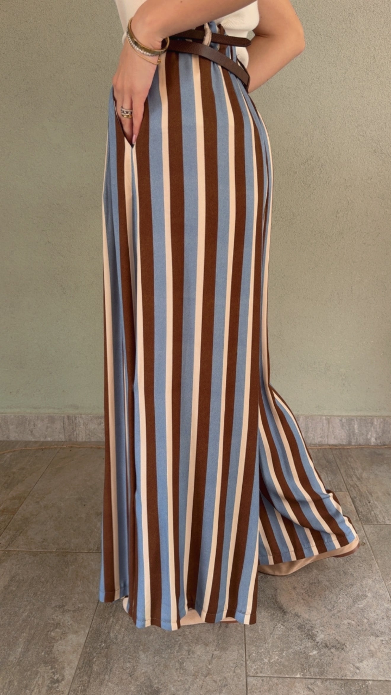 Pantalone Rudy riga azzurra
