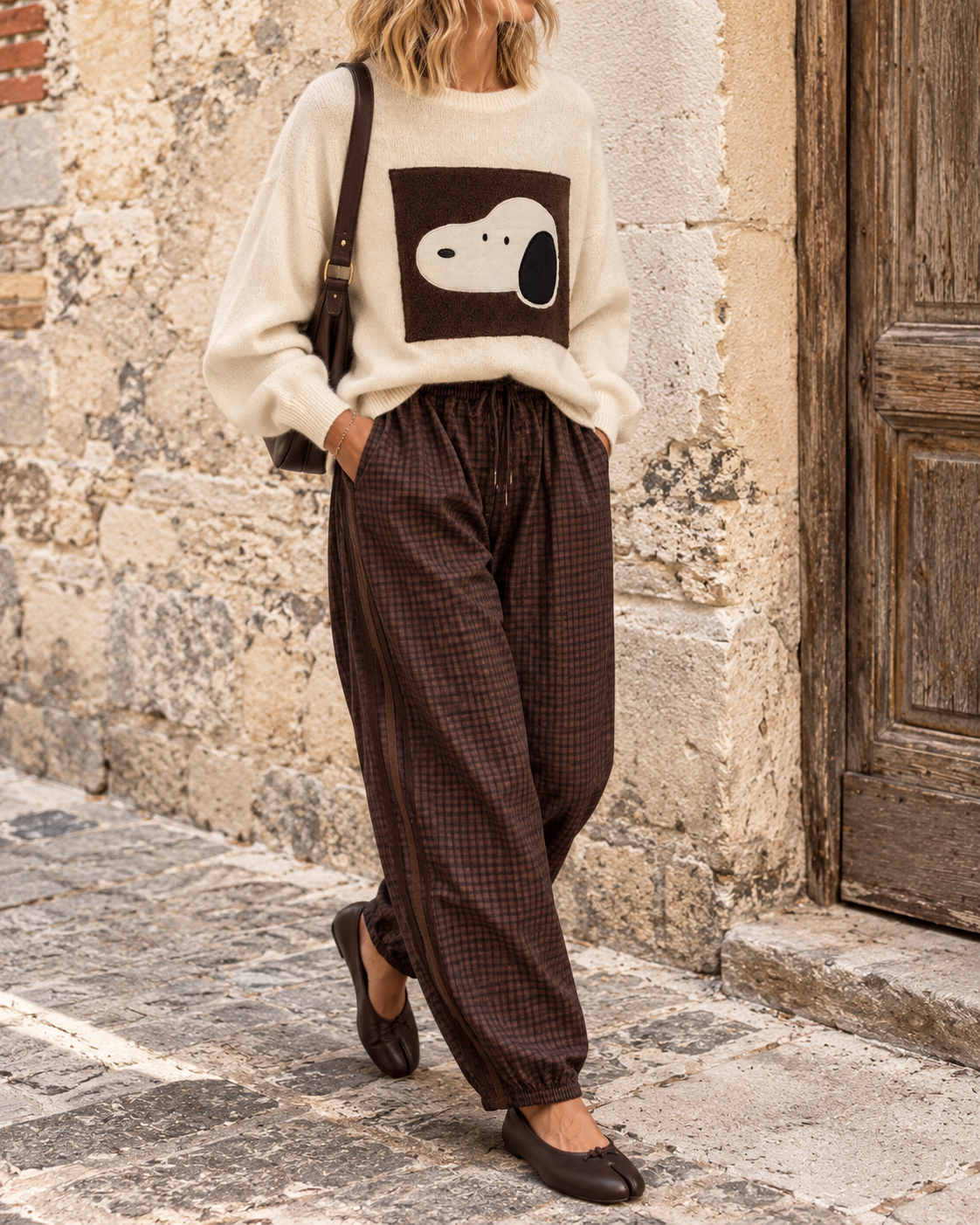 Pantalone Sarya check choco