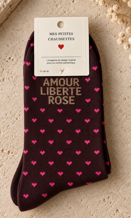 Calze Amour Liberté choco cuore pink