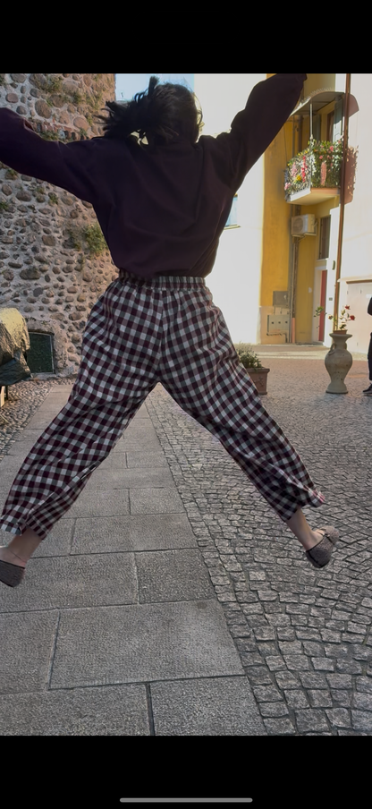Pantalone Artù burgundy check