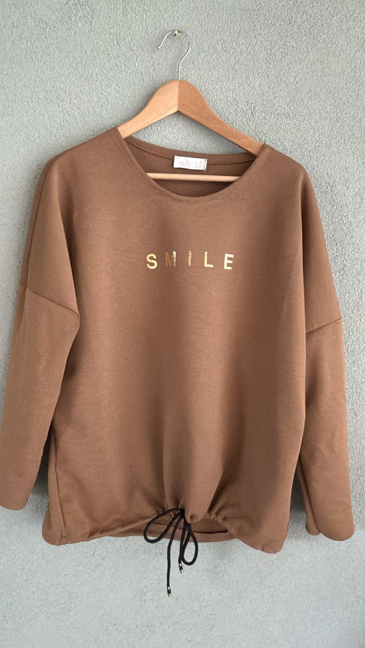 Maglia con coulisse Smile coffee mik