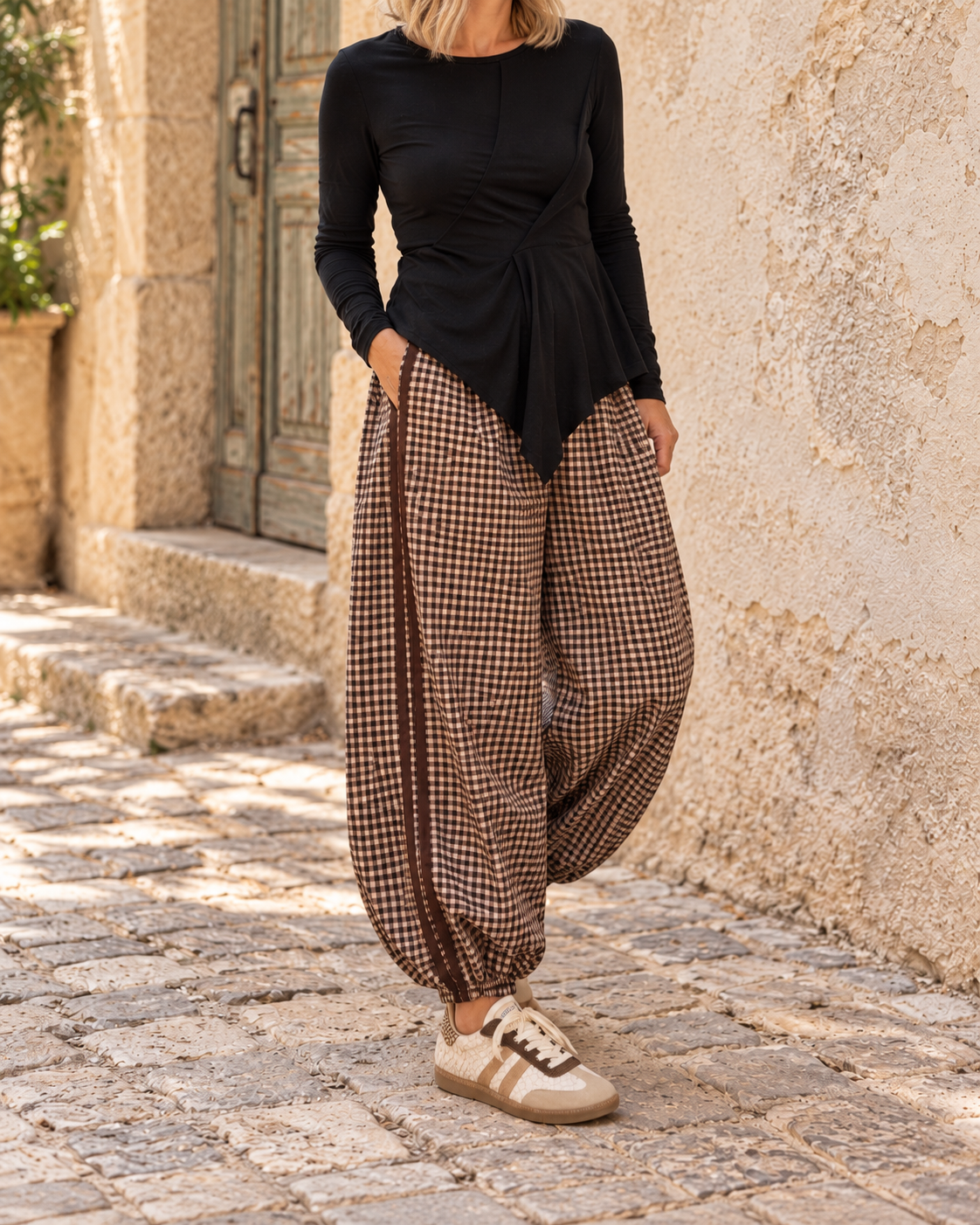 Pantalone Sarya check milkcafee