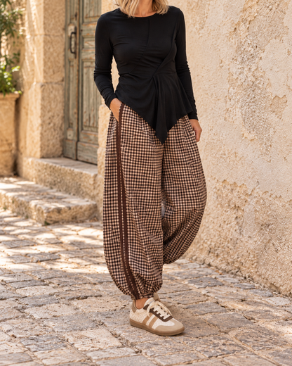 Pantalone Sarya check milkcafee