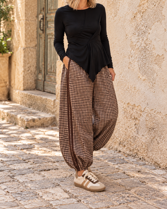 Pantalone Sarya check milkcafee