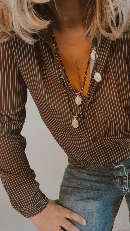 Camicia Eugenia Choco Strip White