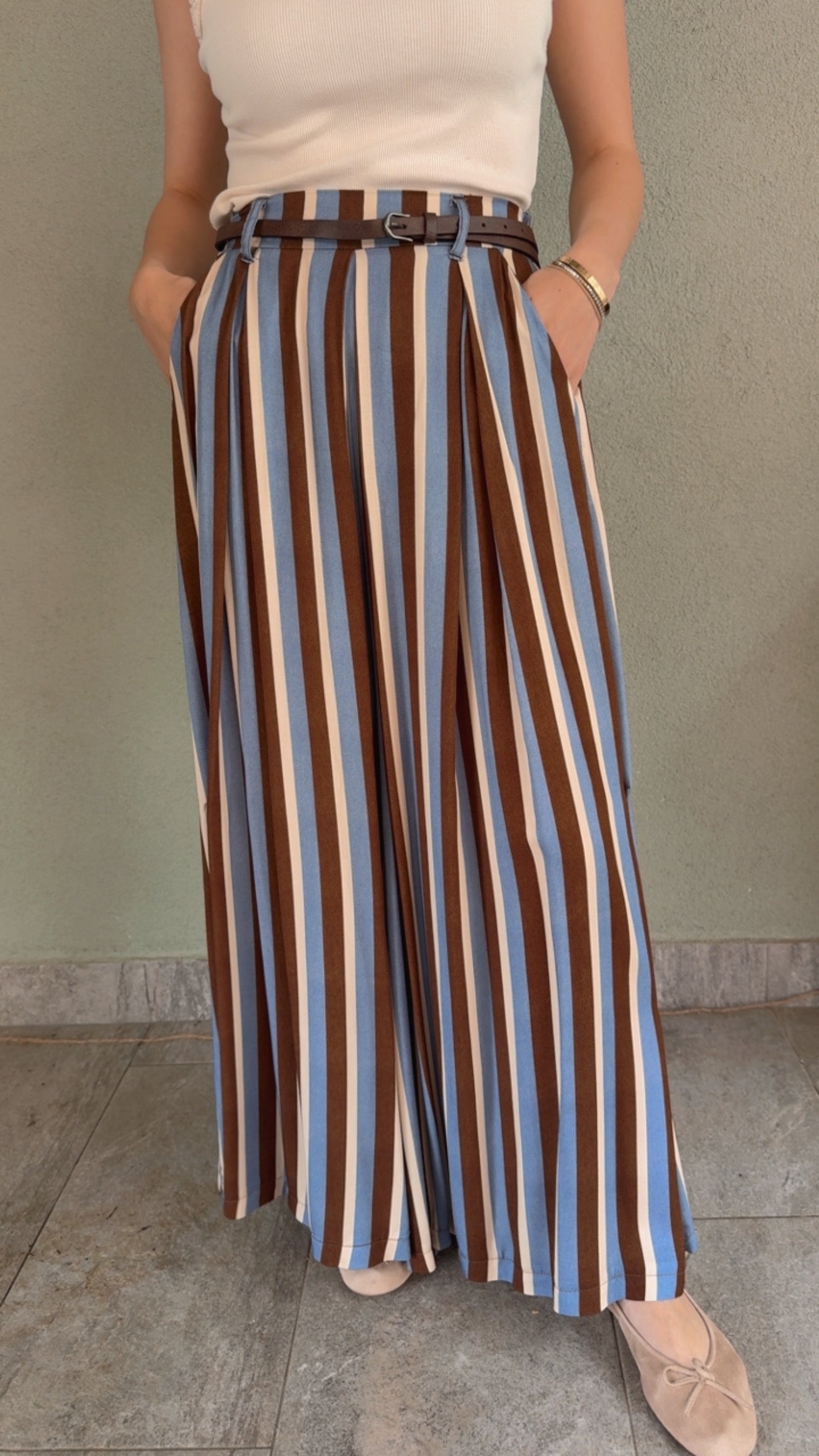 Pantalone Rudy riga azzurra