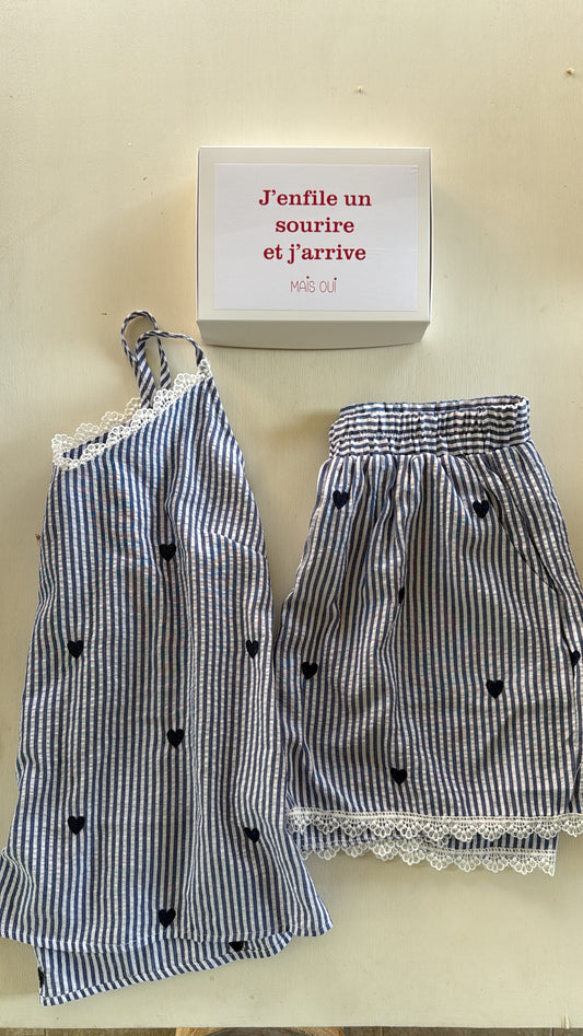 Completo pigiama Maille Cuori Navy