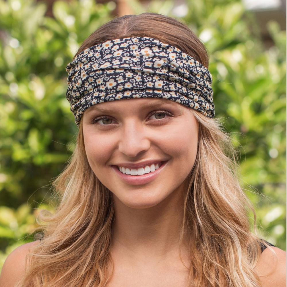 Boho bandeau black floral cream