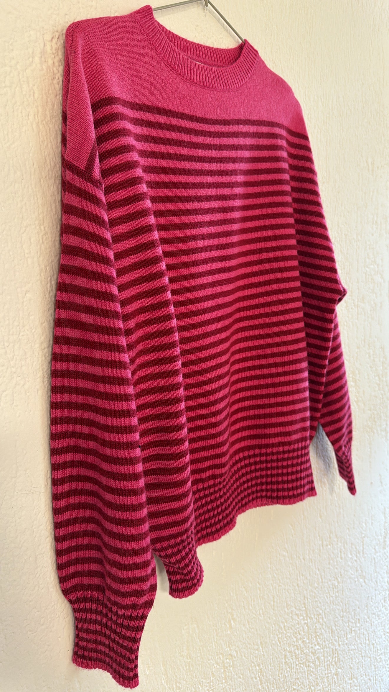 Maglia Dafne riga lampone e fucsia