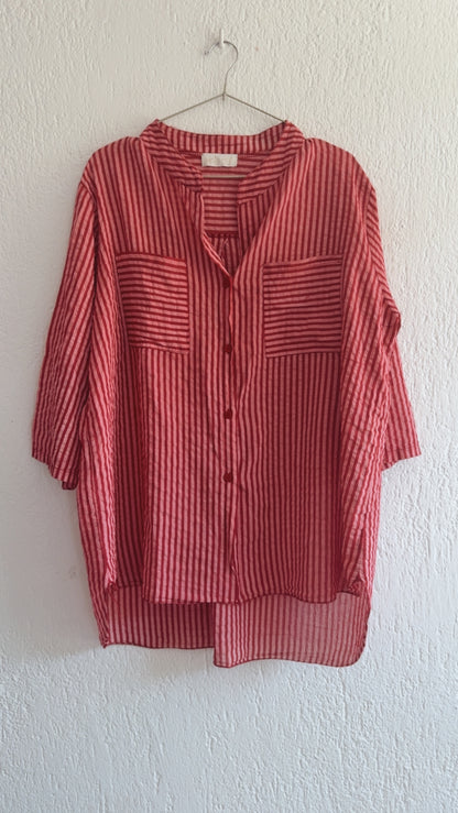Camicia righe Mahé fragola