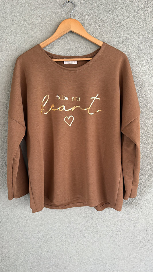 T-shirt Follow your heart milk coffee