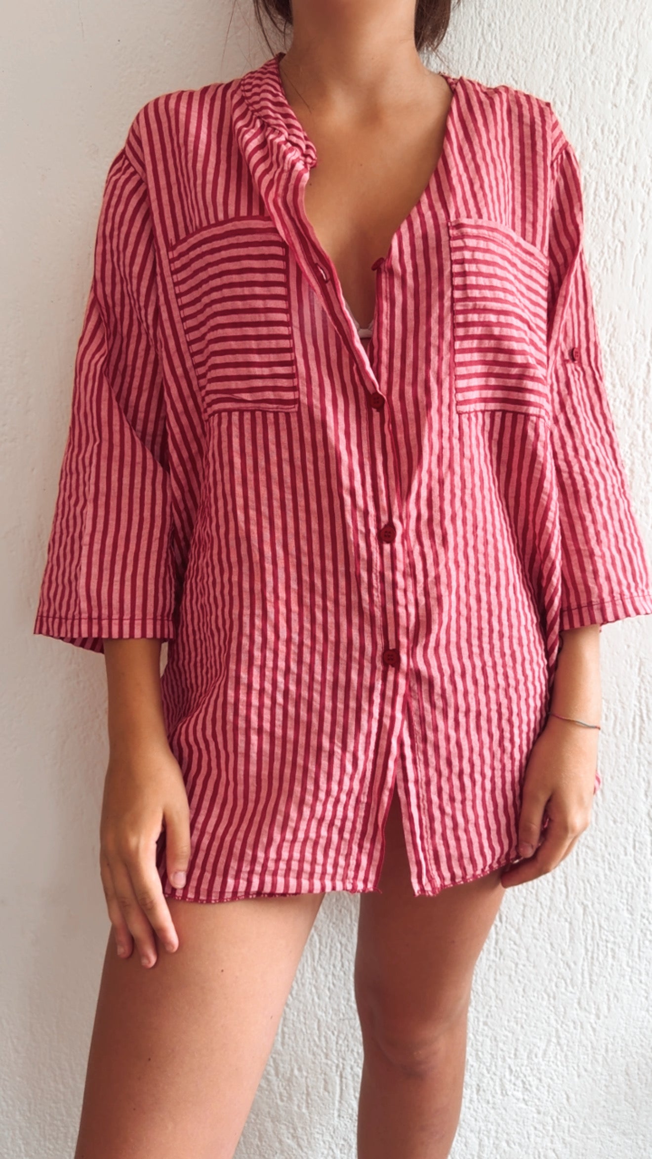 Camicia righe Mahé fragola