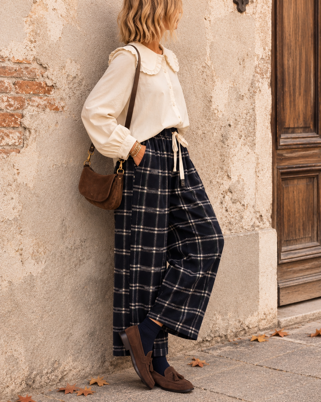 Pantalone Winter check navy