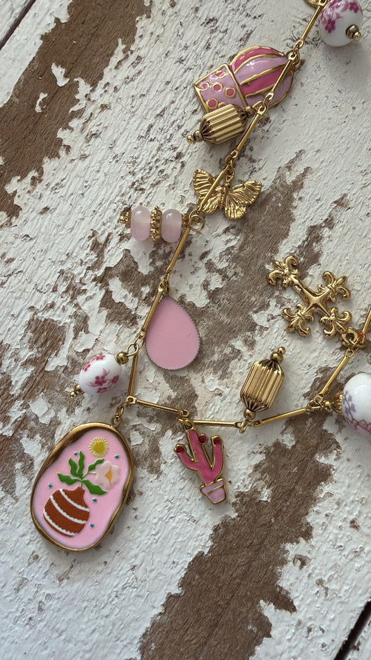 Collana Charms rosa