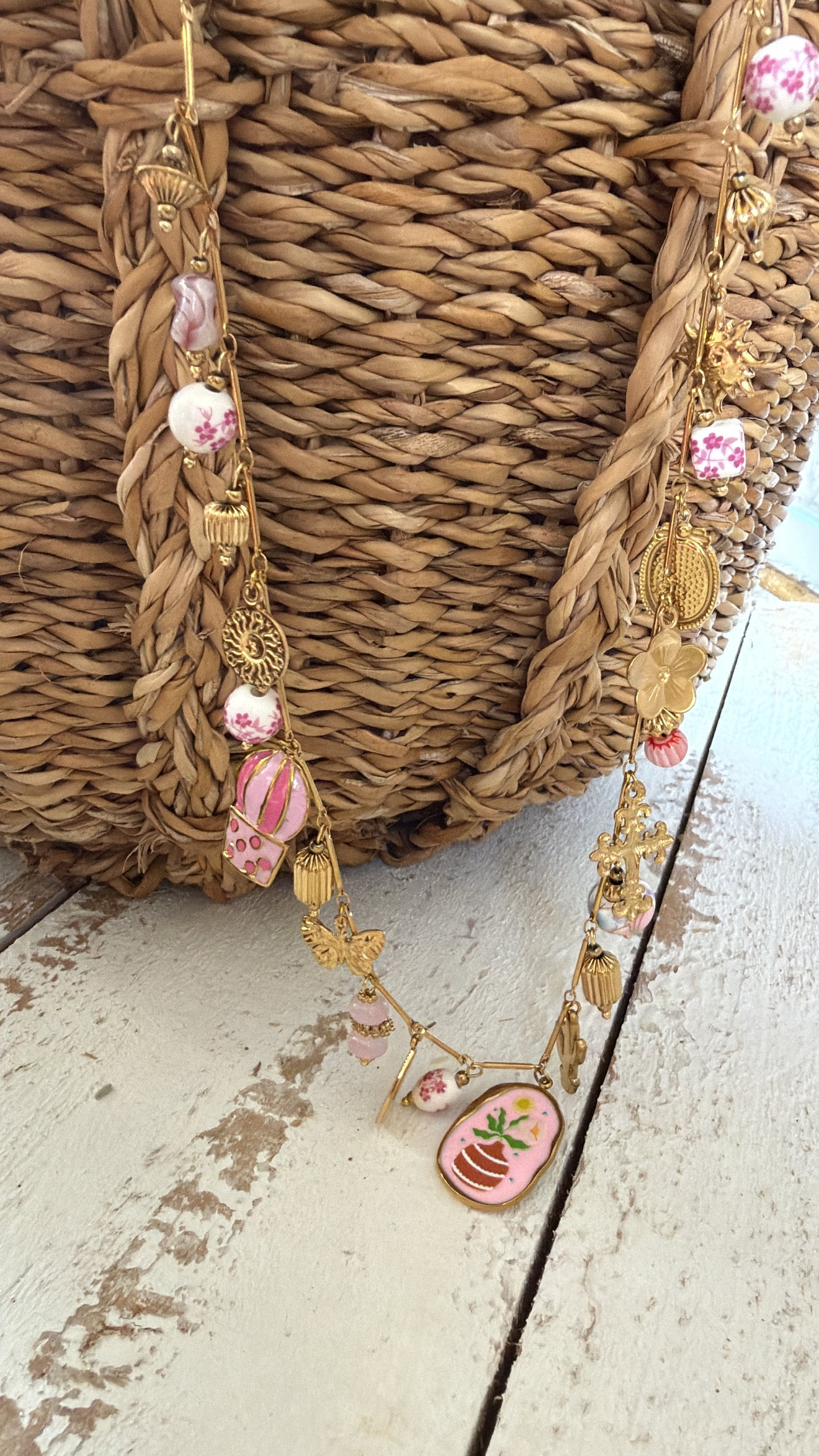 Collana Charms rosa