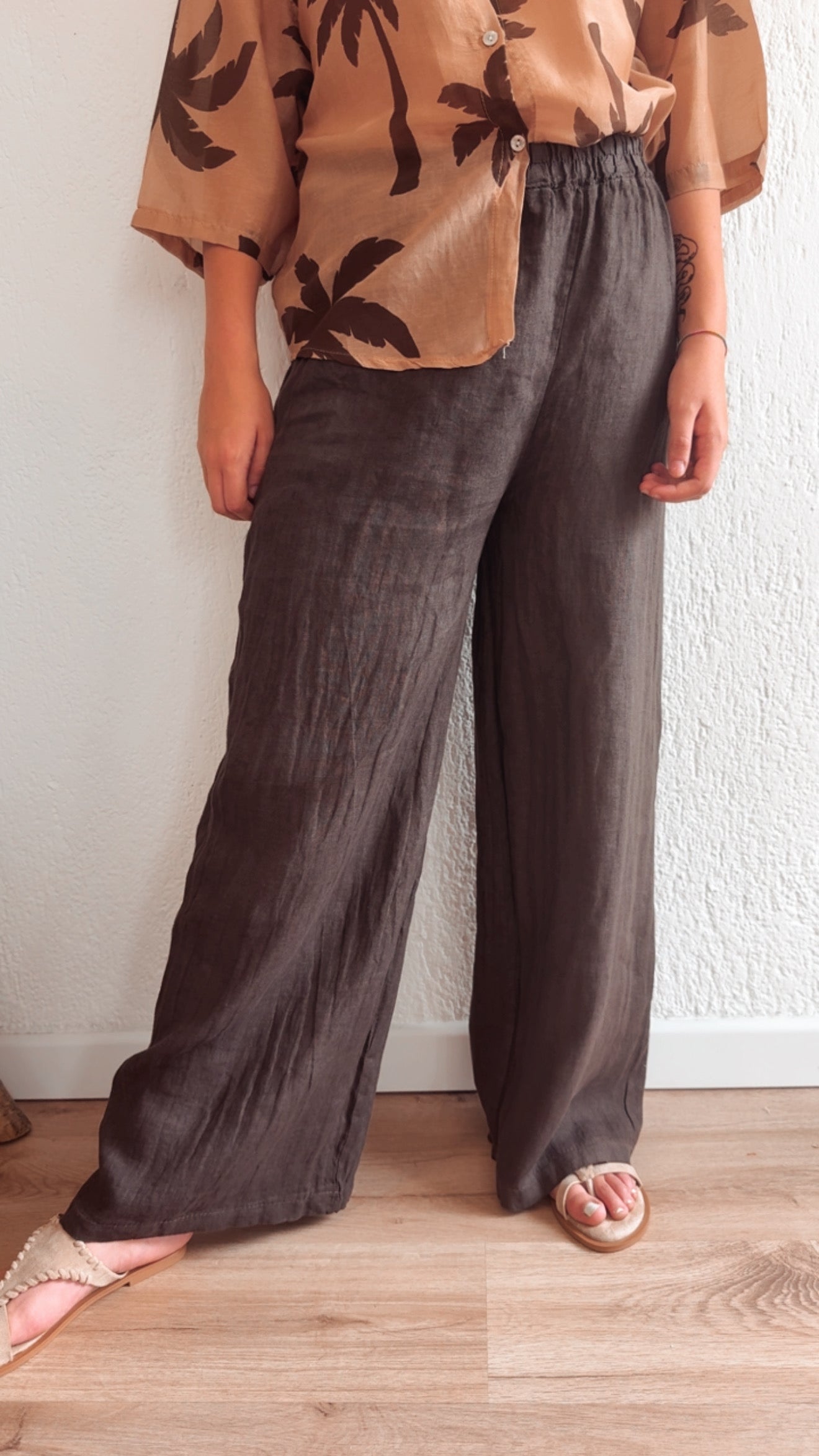 Pantalone lino Paloma choco