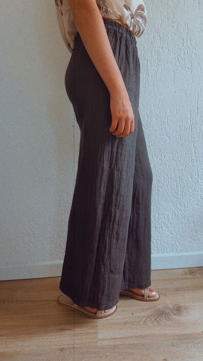 Pantalone lino Paloma choco