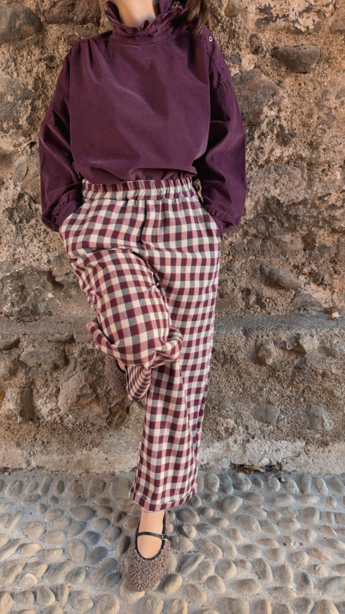 Pantalone Artù burgundy check
