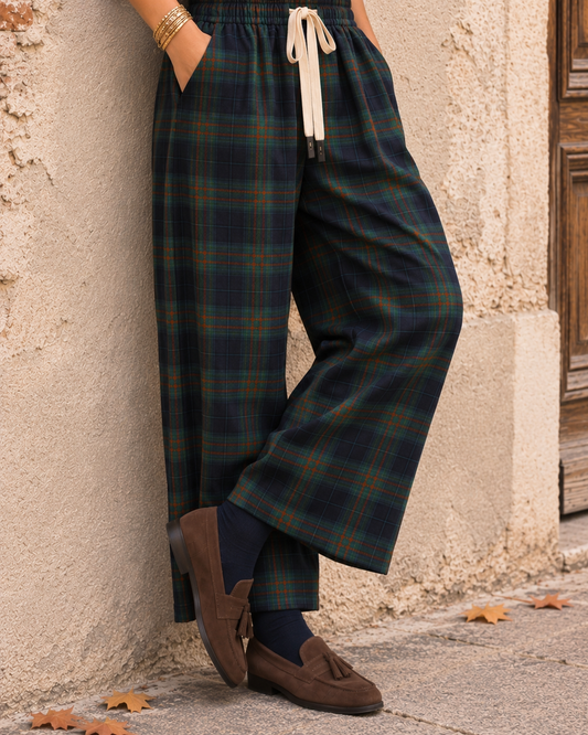 Pantalone Holly Jolly check green