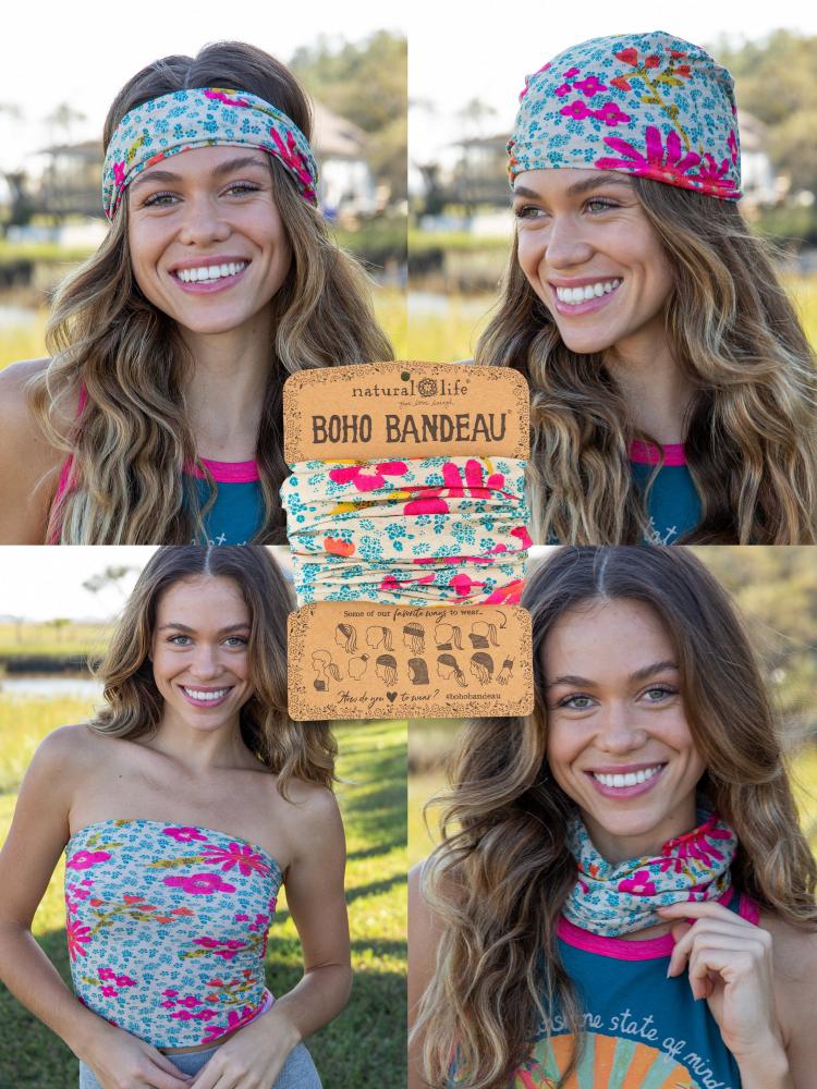 Boho bandeau blue pink Daisies